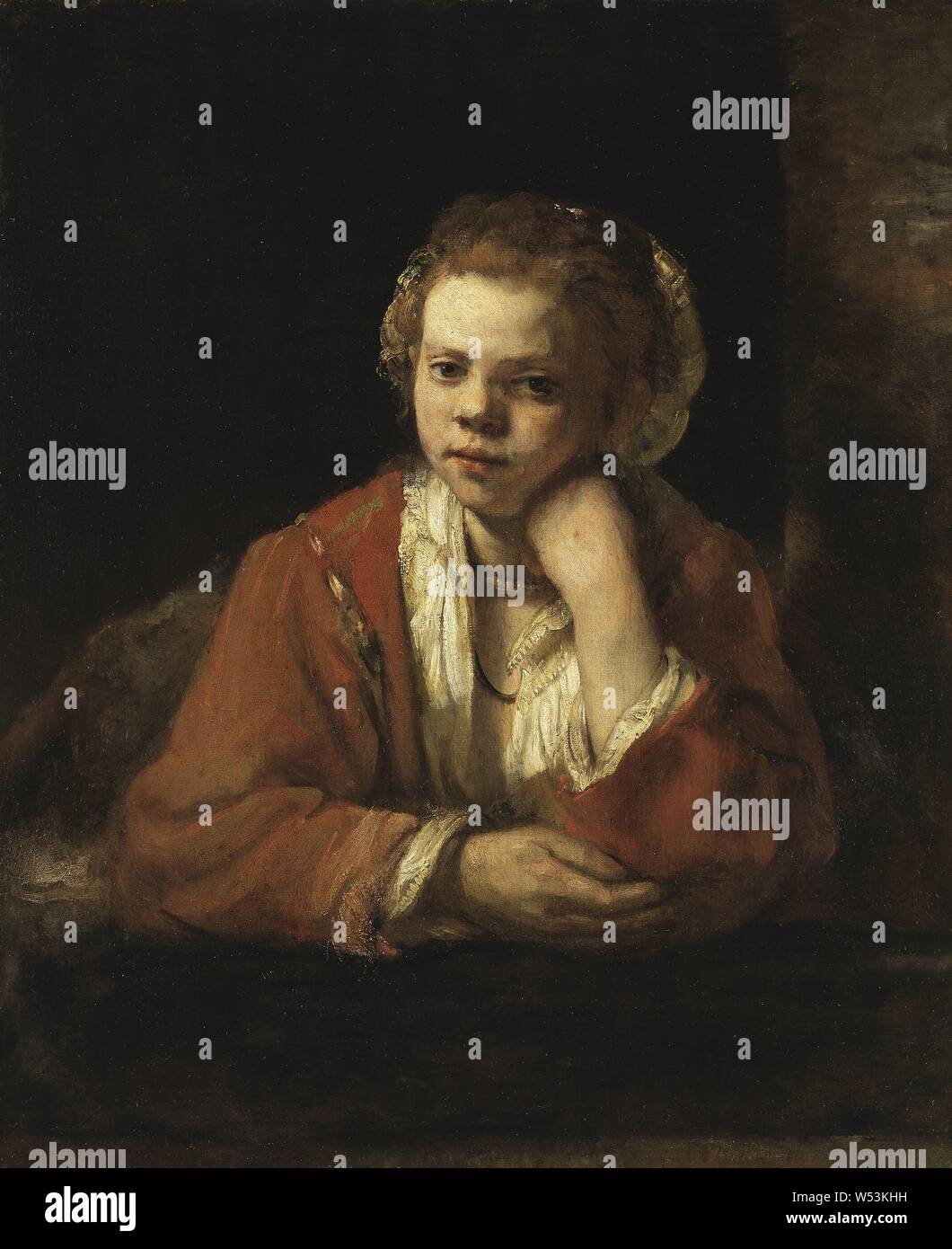 Rembrandt, "La cucina domestica", "Cucina Girl', pittura, ritratto, 1651, olio su tela, altezza 78 cm (30,7 pollici), Larghezza 64 cm (25,1 pollici), firmati f.1651 Foto Stock