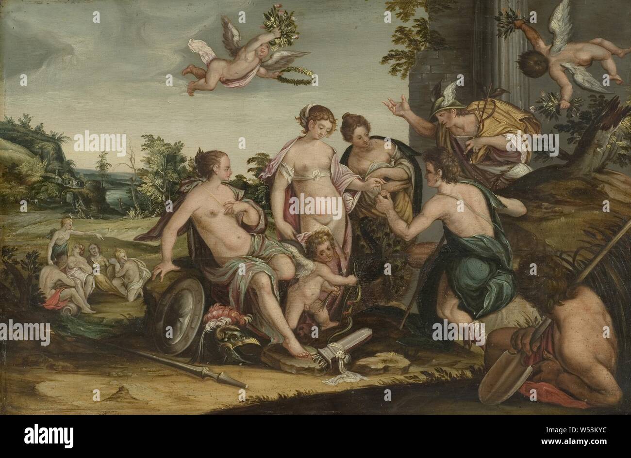 Hans von Aachen, la sentenza di Parigi, Parigi " Dom, pittura, olio su pannello, altezza di 39 cm (15,3 pollici), Larghezza 59 cm (23,2 pollici) Foto Stock