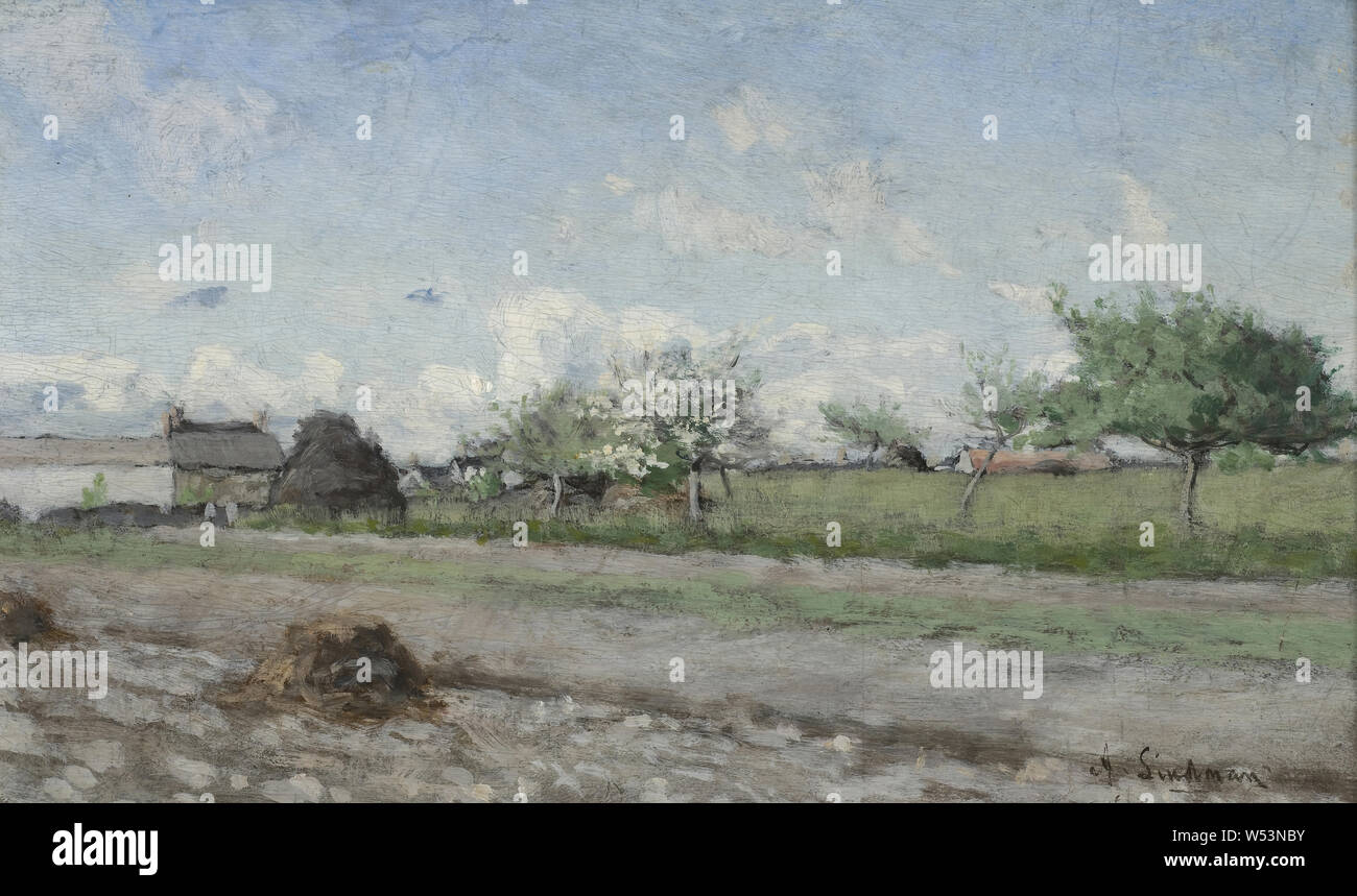 Axel Lindman, Apple albero in fiore. Motivo da Barbizon, pittura, olio su pannello, altezza: 16 cm (6.2), Larghezza: 27 cm (10.6) Foto Stock