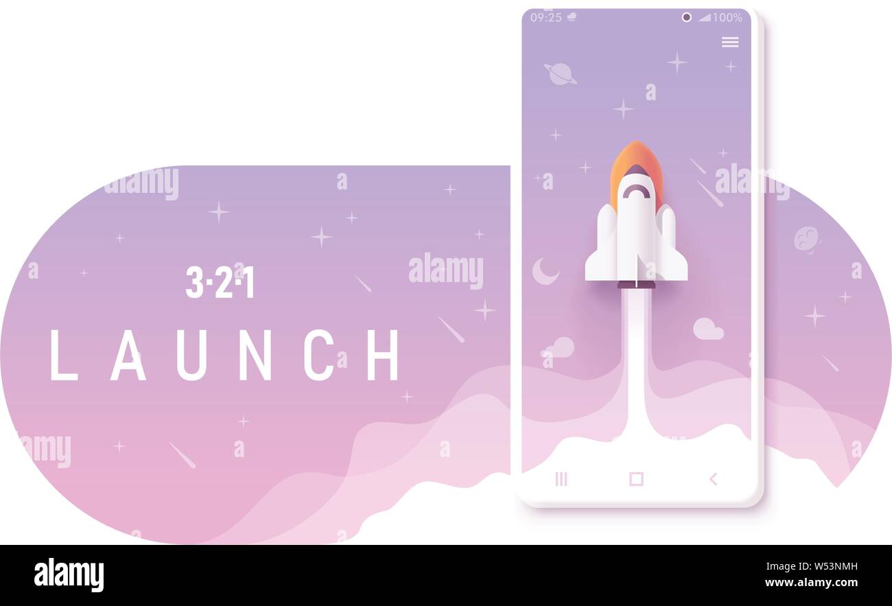 Vettore app Mobile il concetto di lancio Illustrazione Vettoriale