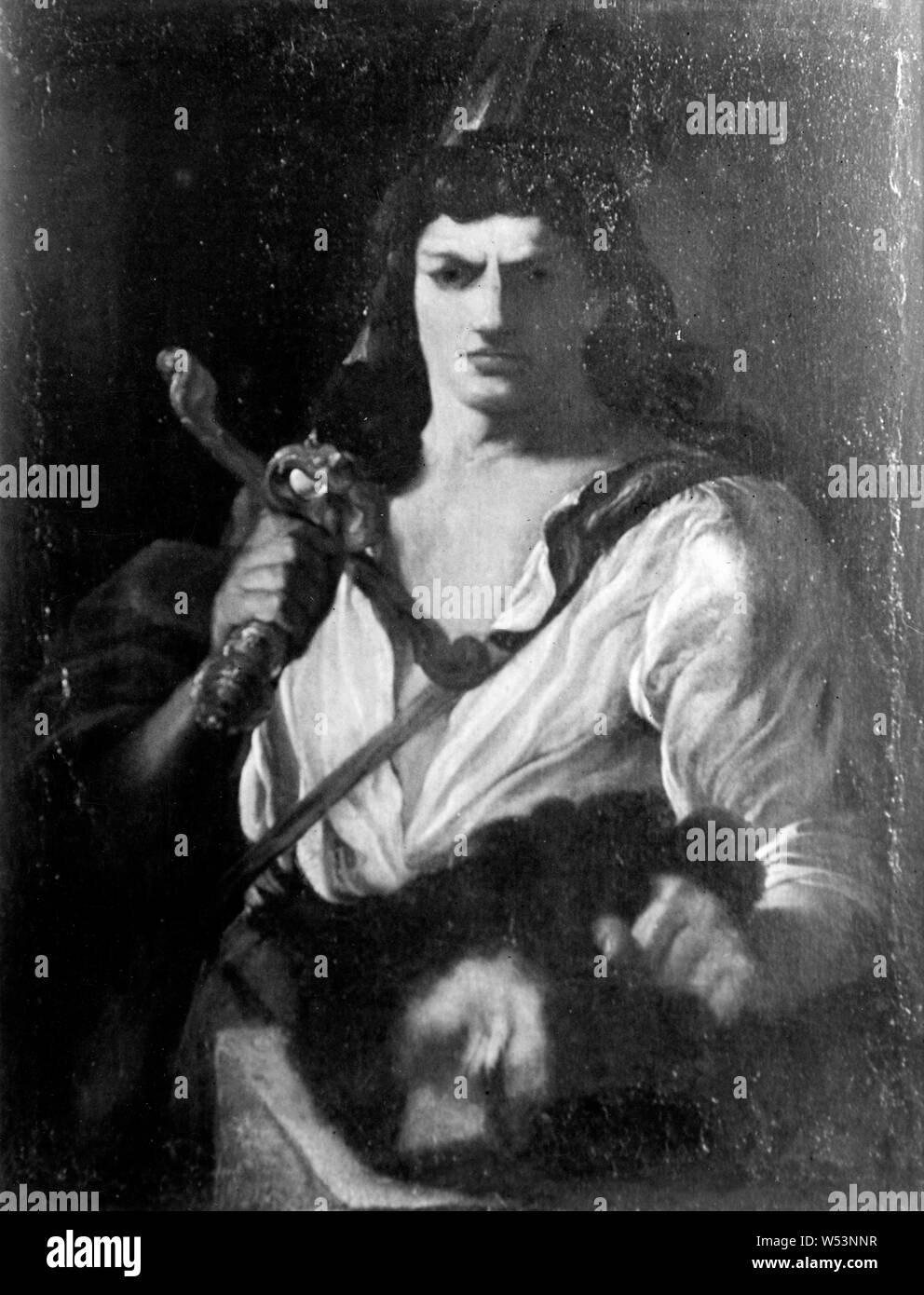 Pier Leone Ghezzi, David con Goliath, testa di Davide con la testa di Goliats, pittura, l'arte religiosa, altezza 98 cm (38,5 pollici), Larghezza 75 cm (29,5 pollici) Foto Stock