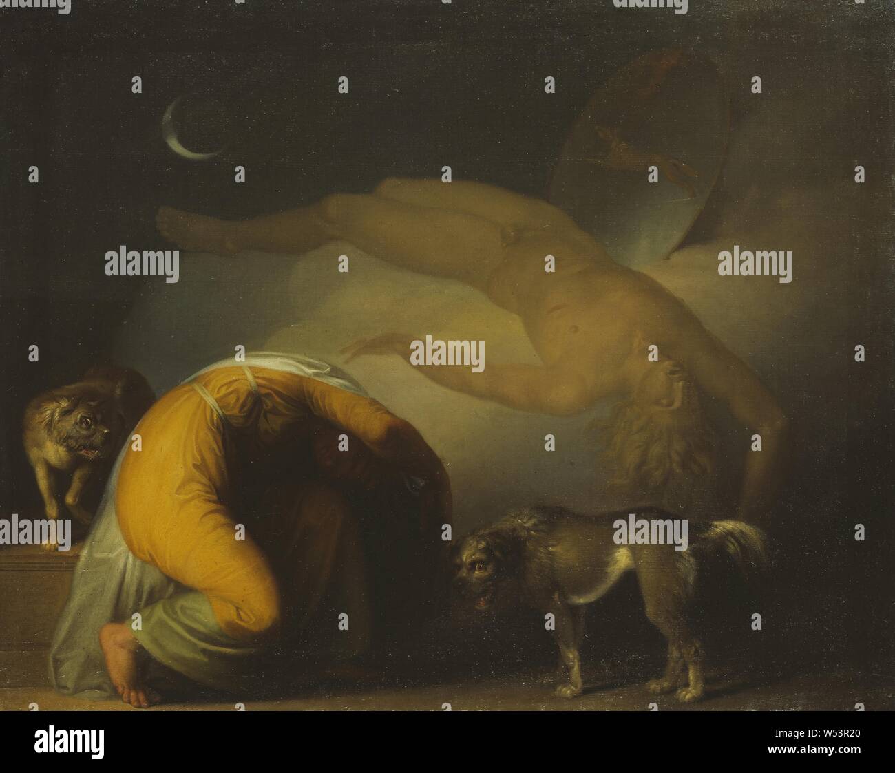 Nicolai Abildgaard, lo spirito di Culmin appare a sua madre (da canti di Ossian), Culmin's gossip appare alla madre (da Ossian canzoni), pittura, olio su tela, altezza 63 cm (24,8 pollici), Larghezza 78 cm (30,7 pollici) Foto Stock