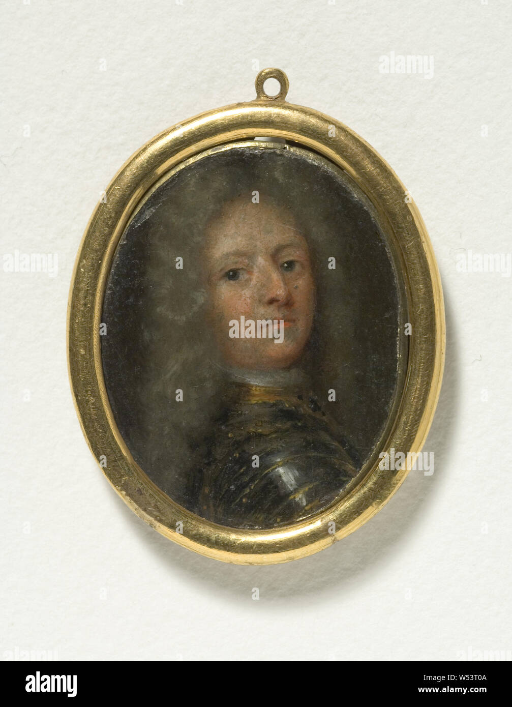 Vilhelm Otto von Königsmarck, Otto Wilhelm von Königsmarck (1639-88), conteggio, master, pittura, Otto Wilhelm Königsmarck, olio su argento, telaio di ottone, altezza 3,3 cm (1,2 pollici), larghezza 2,5 cm (0,9 pollici) Foto Stock