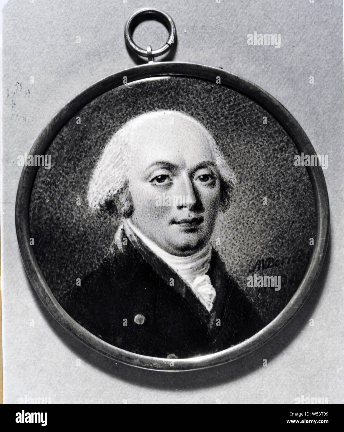 Anton Berndes Ulrik, Self-portrait all'età 47, pittura, autoritratto, 1804, smalto, il telaio di metallo, altezza 4,8 cm (1,8 pollici), firmato "A.U, Berndes 1804 ' Foto Stock