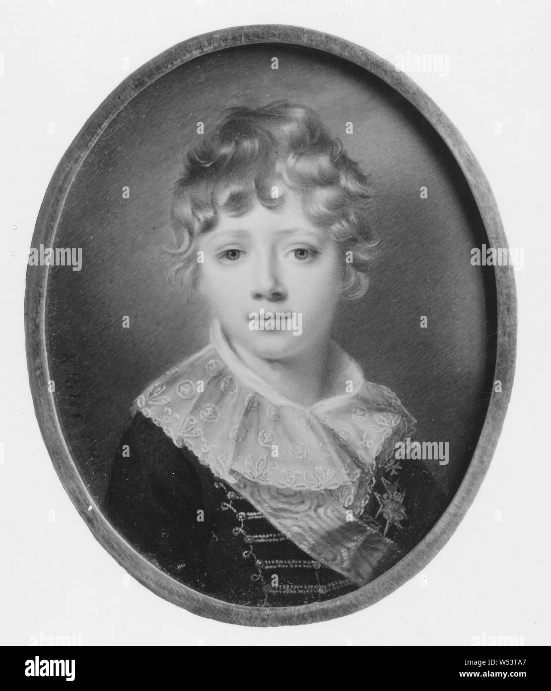 Dopo Johann Dominik Bossi, Principe Gustav, Gustav, principe di Vasa, Gustav (1799-1877), pittura, 1818, gouache su avorio, metallo placcati in oro con telaio corona sulla parte superiore, ovale, altezza 7,3 cm (2,8 pollici), larghezza 5,9 cm (2,3 pollici), firmati Köhler f.1818 Foto Stock