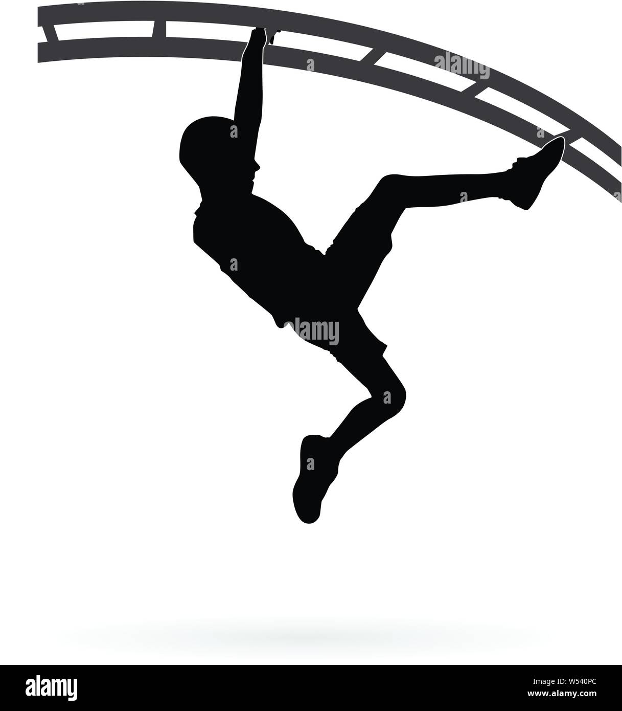 Ragazzo Arrampicata palestra presso il parco vettore silhouette Illustrazione Vettoriale