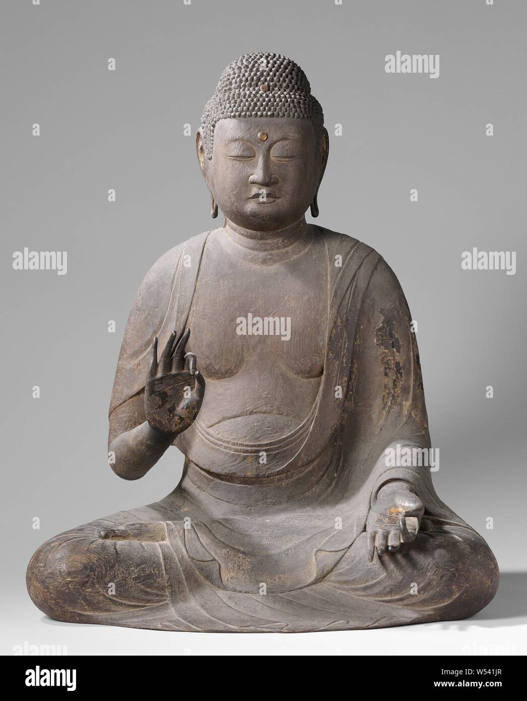 Il Buddha Amida, Amida Nyorai (Buddha Amitabha), seduti nella posizione del loto, rappresentazioni, dio, demi dio, eroi, ecc. (Induismo, buddismo, il giainismo), il Buddha postura, 'lotus postura, anonimo, Giappone, c. 1125 - c. 1175, di legno (materiale vegetale), h 87,0 cm × W 71,0 cm × d 56,5 cm Foto Stock