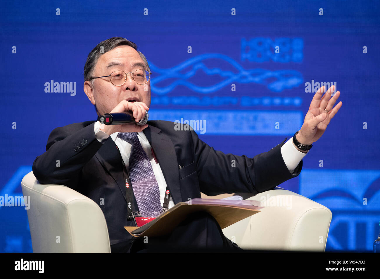 Chen Qizong, copresidente del CCG Consiglio consultivo strategico, presidente di appendere il gruppo del polmone, assiste il dodicesimo Asian Forum finanziario (AFF) 2019 a Hong Kong, Foto Stock