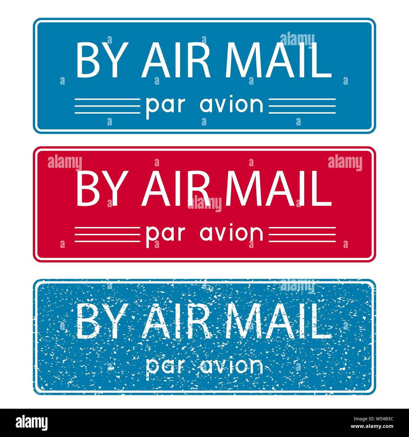 Air mail farà fede il timbro postale. Blu e rosso elemento postale Illustrazione Vettoriale