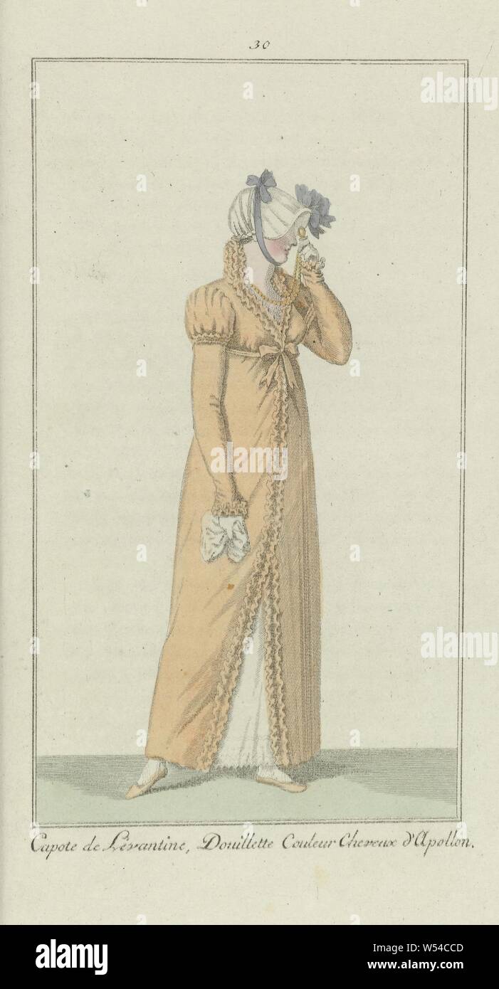 Elegantia, o di una rivista di moda, il lusso e il gusto per le donne,  dicembre 1807, n. 30: Capote de Levantine .., secondo il testo di  accompagnamento (p. 392): 'Doeillette' di