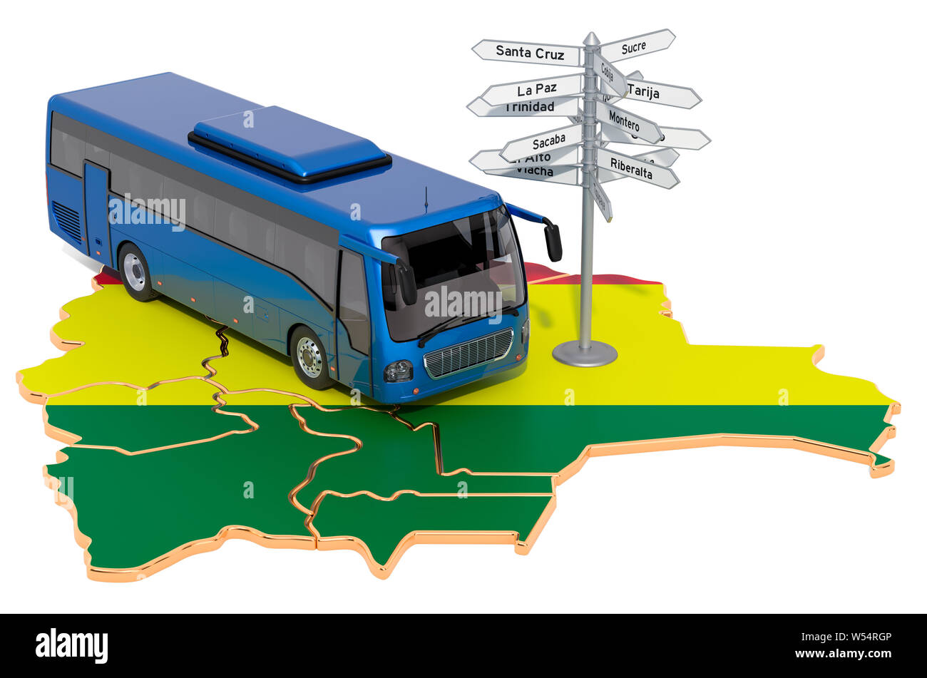 Bolivia Bus Tours concetto. 3D rendering isolati su sfondo bianco Foto Stock