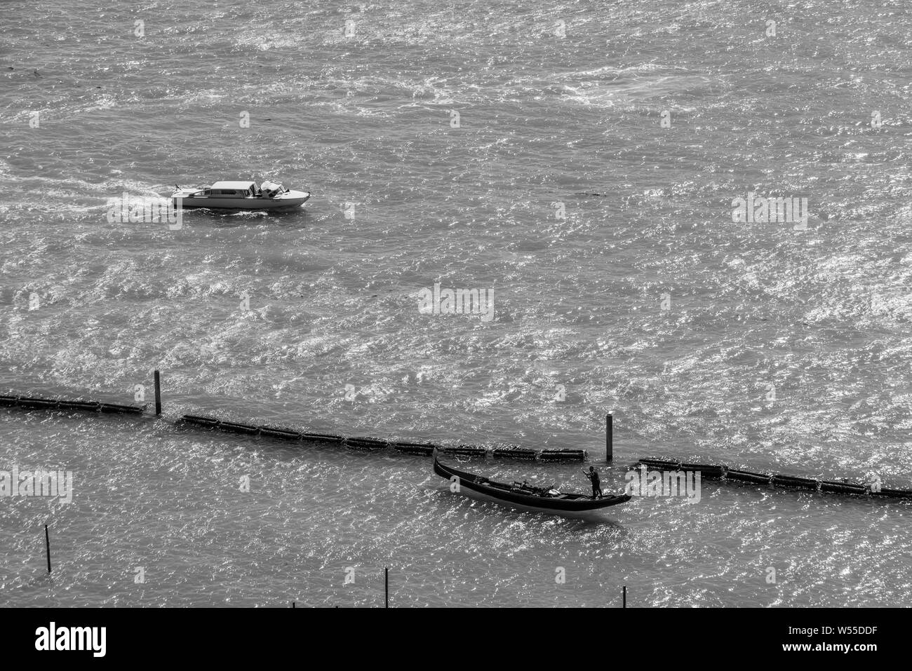 Gondole a Venezia porto a guardare dalla torre di San Marco Foto Stock