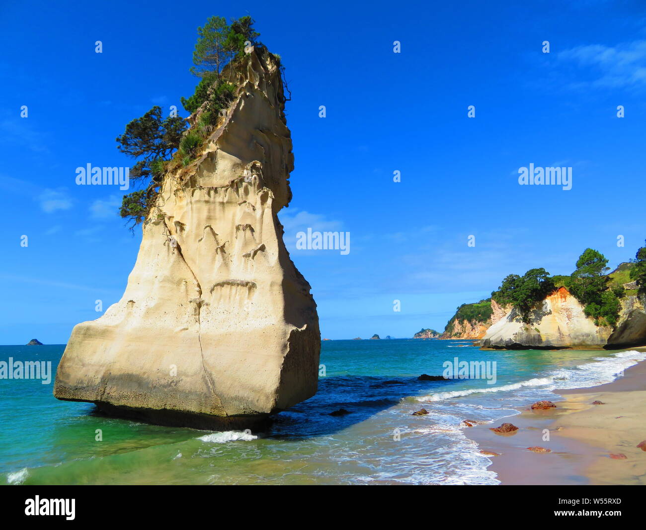 Hoho te Rock sulla Penisola di Coromandel in Nuova Zelanda Foto Stock