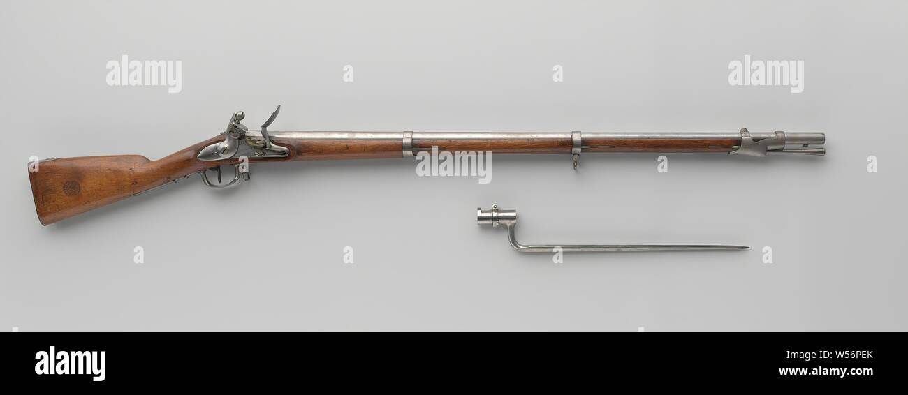 La baionetta appartenenti ad una pistola di selce, esercito coloniale M.1837, a baionetta appartenenti ad una pistola in selce o moschetto dell'esercito coloniale, M.1837., anonimo, Paesi Bassi 1837, ferro (metallo), l 48 cm × h 8.3 cm × d 32 cm Foto Stock