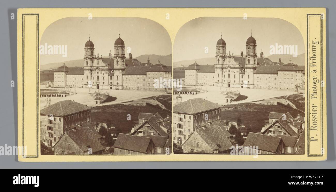 Chiostro chiesa di Einsiedeln, Svizzera., carta, carta fotografica, cartone, albume stampa, h 77 mm × W 148 mm Foto Stock