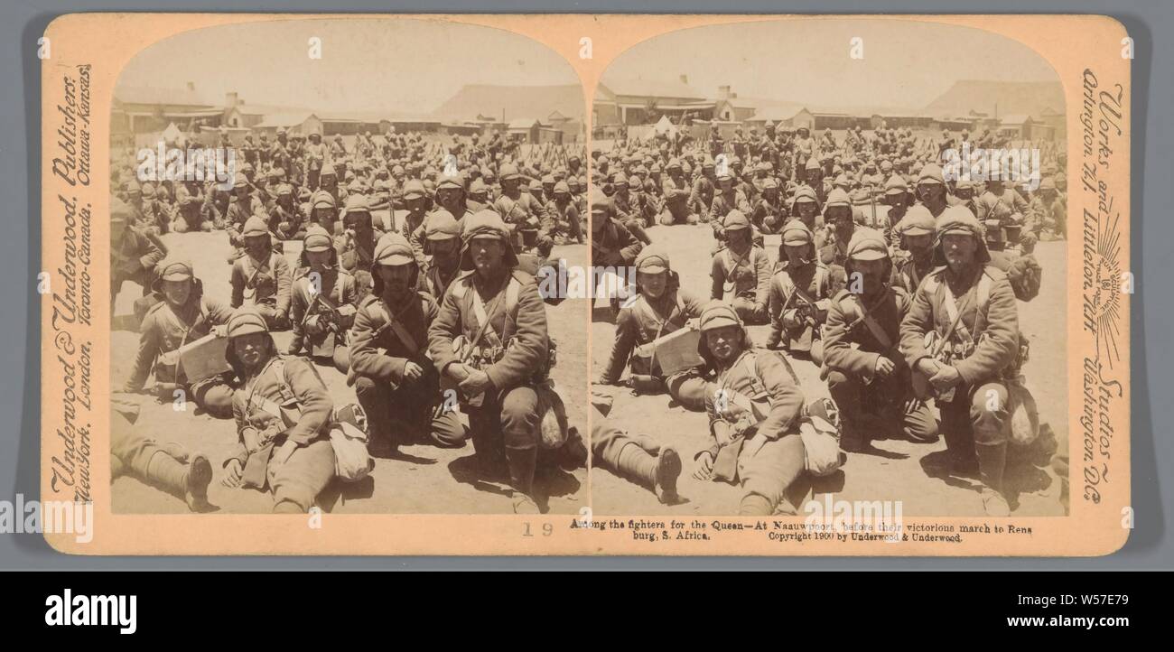 Tra i combattenti per la Regina - al gate di cucitura, prima della loro marcia vittoriosa di Rensburg, Sud Africa, Underwood e Underwood, 1900 Foto Stock