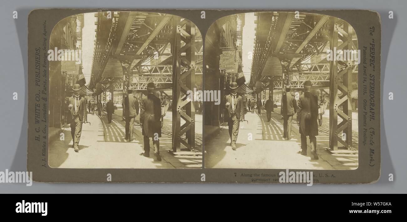 Lungo la famosa Bowery, New York, U.S.A., H.C. Bianco e Co., 1905 Foto Stock