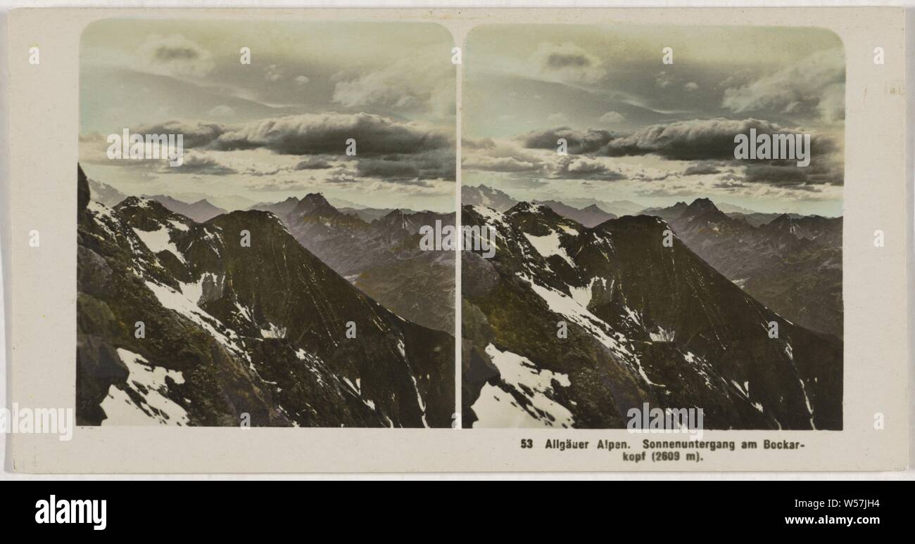Deutschland. Il Bayern. Allgau Alpi. Sonnenuntergang am Bockar-Kopf (2609 m), anonimo, 1900 - 1940 Foto Stock
