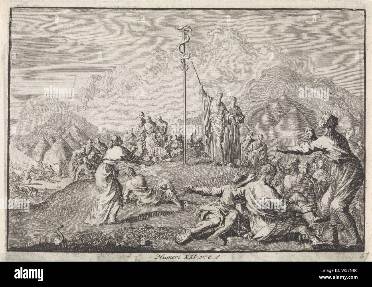 Creazione del tubo di rame, Jan Luyken, Amsterdam, 1703 - 1762, carta, tipografia, h 126 mm × W 161 mm Foto Stock