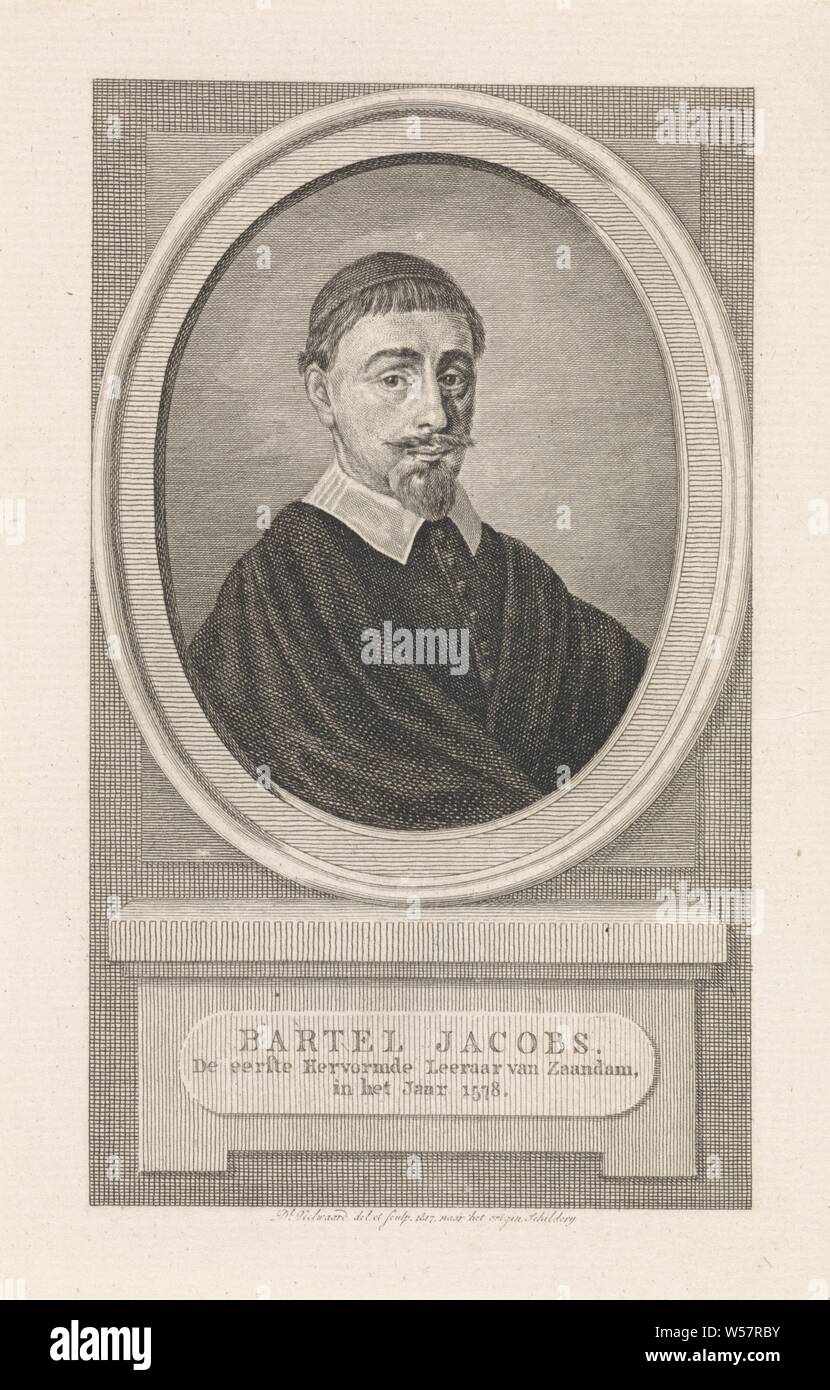 Ritratto del pastore Bartel Jacobsz, Bartel Jacobsz, Daniel Veelwaard (MI) (menzionato in oggetto), Amsterdam, 1817, carta, incisione h 170 mm × W 108 mm Foto Stock