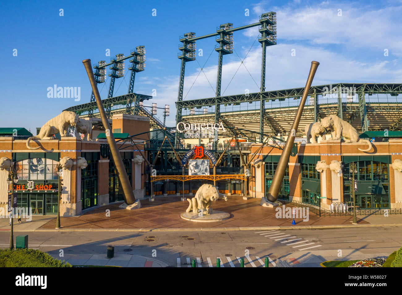 Detroit, Michigan - Comerica Park, casa dei Detroit Tigers major league baseball team. Foto Stock