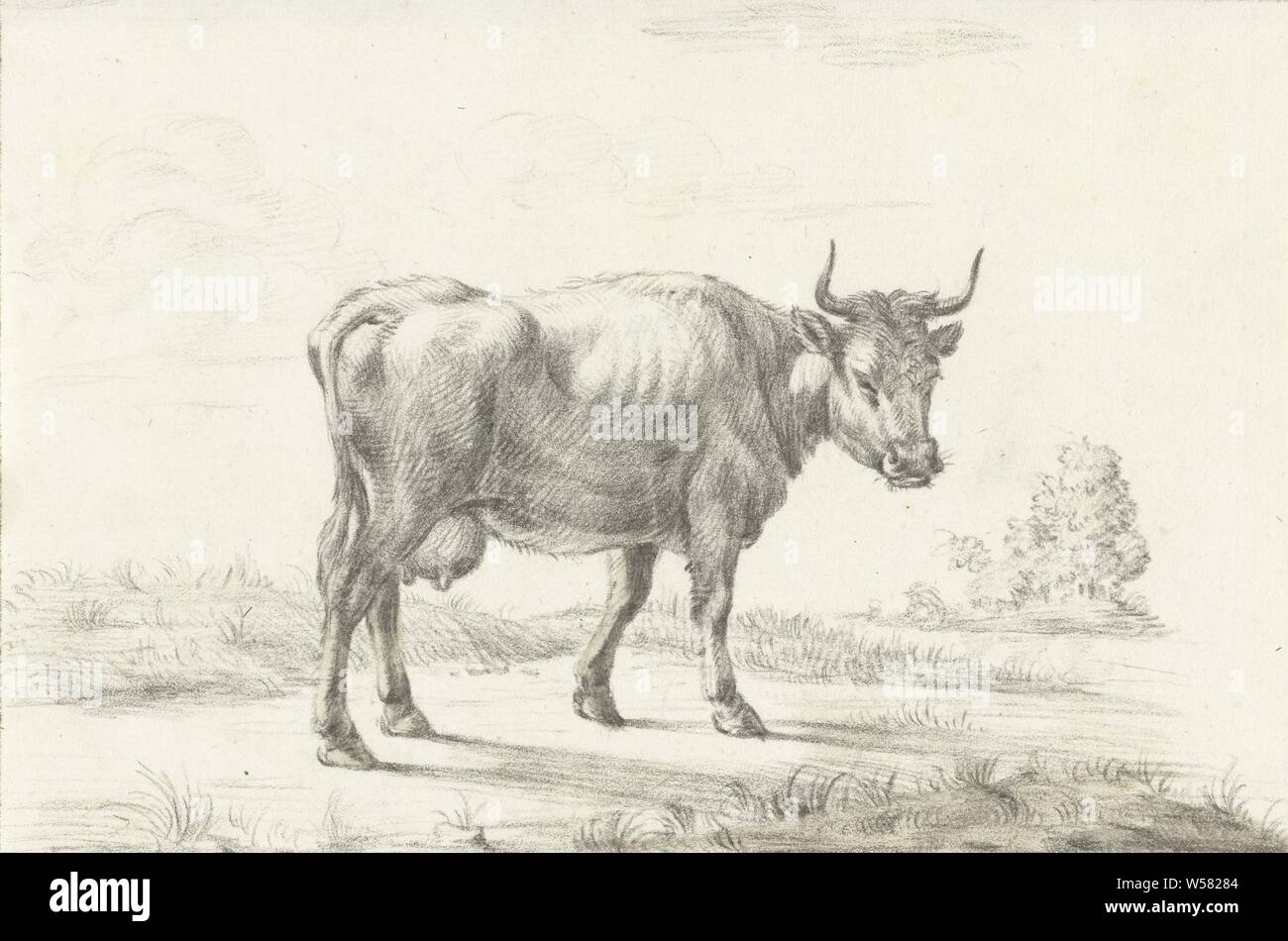 Esecuzione di mucca, a destra, la mucca, Jean Bernard, 1775 - 1833, carta Acquerello (vernice), gesso, matita, spazzola h 126 mm × W 186 mm Foto Stock