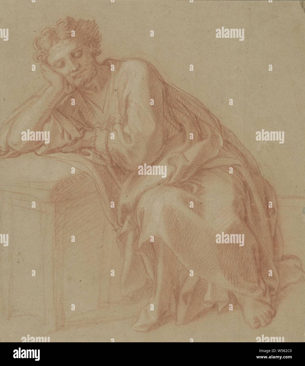 Studio di un uomo a riposo, François Verdier, 1661 - 1730, carta, gesso, h 273 mm × W 243 mm Foto Stock
