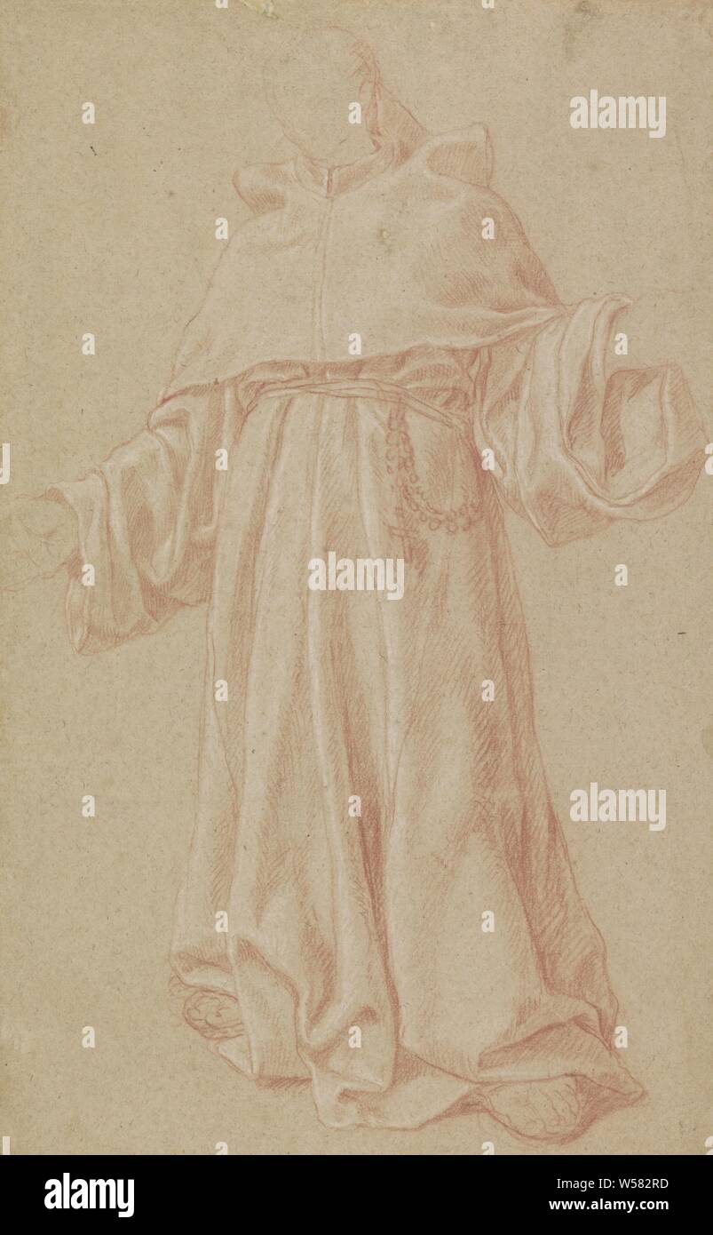 In piedi monaco, Monaco (s), frate (s), Eustache Lesueur, 1627 - 1655, carta, gesso, h 396 mm × W 244 mm Foto Stock