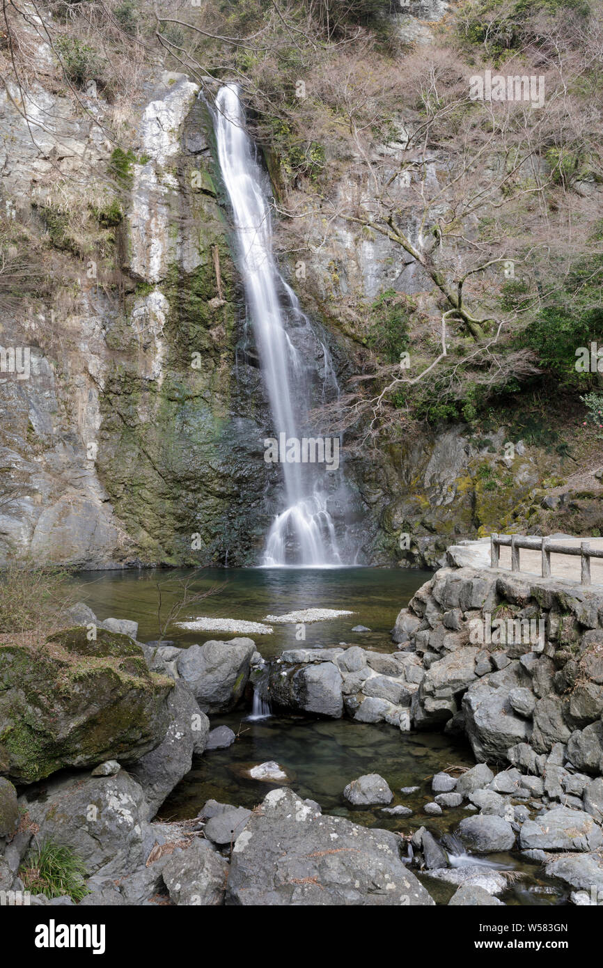 La cascata di Meiji-no-Mori Mino Quasi-National Park, Osaka, Giappone. Foto Stock