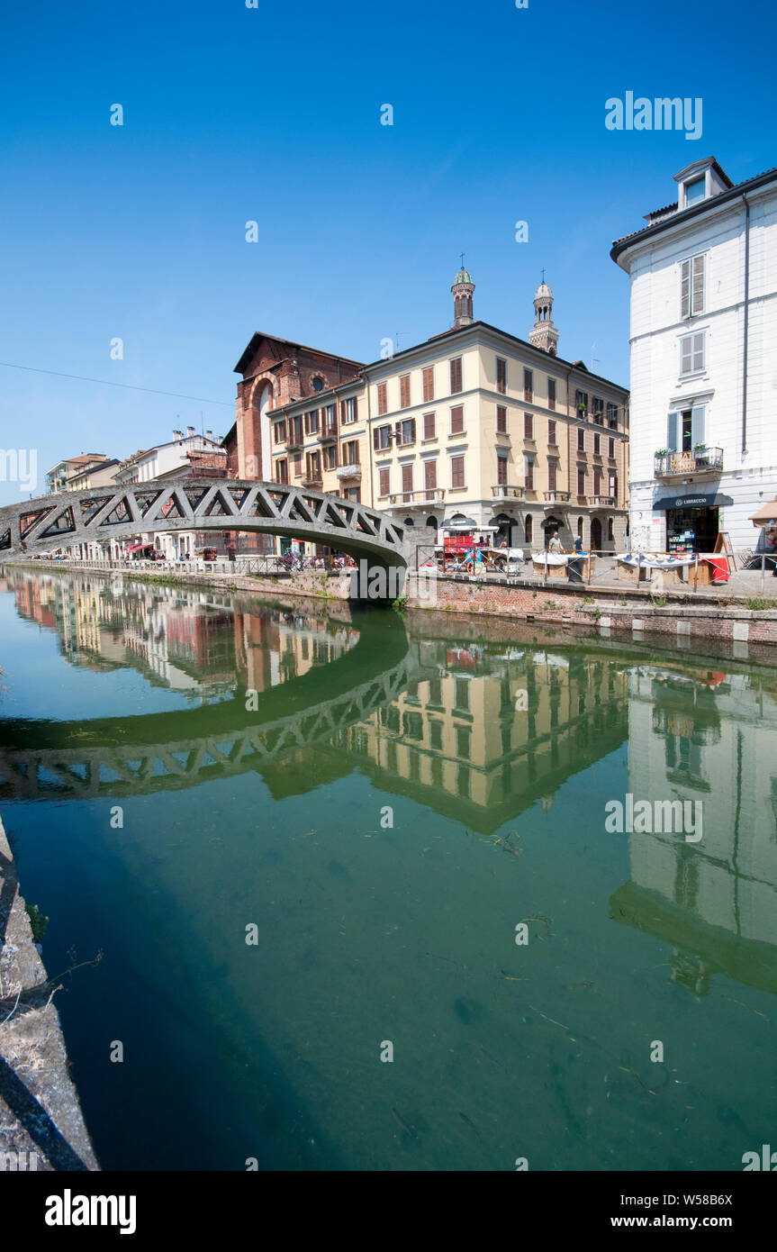 L'Italia, Lombardia, Milano, Naviglio Grande Canal Foto Stock