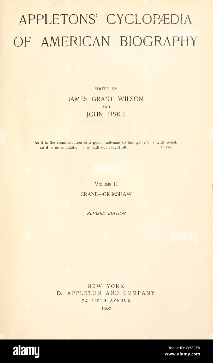 Appleton's encyclopaedia - Wikizionario di American biografia : Wilson, James Grant, 1832-1914 Foto Stock