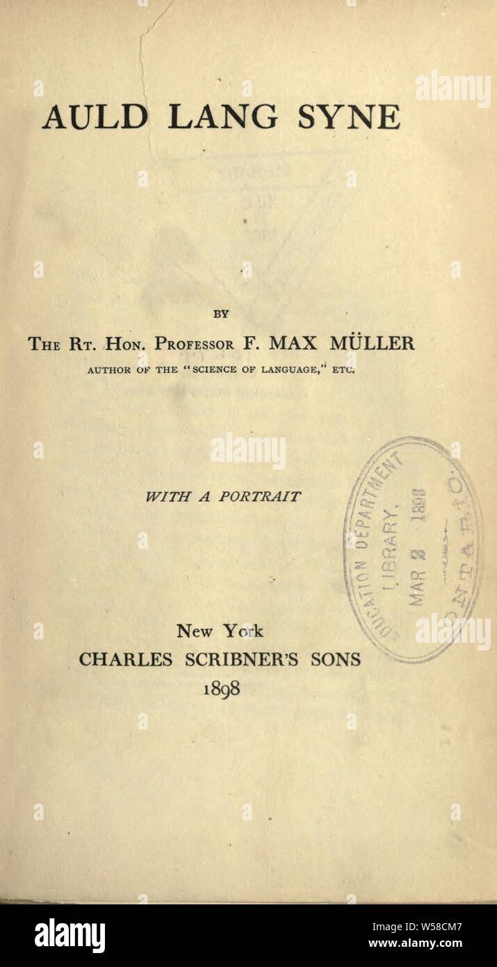 Auld Lang Syne : Müller, F. Max (Friedrich Max), 1823-1900 Foto Stock