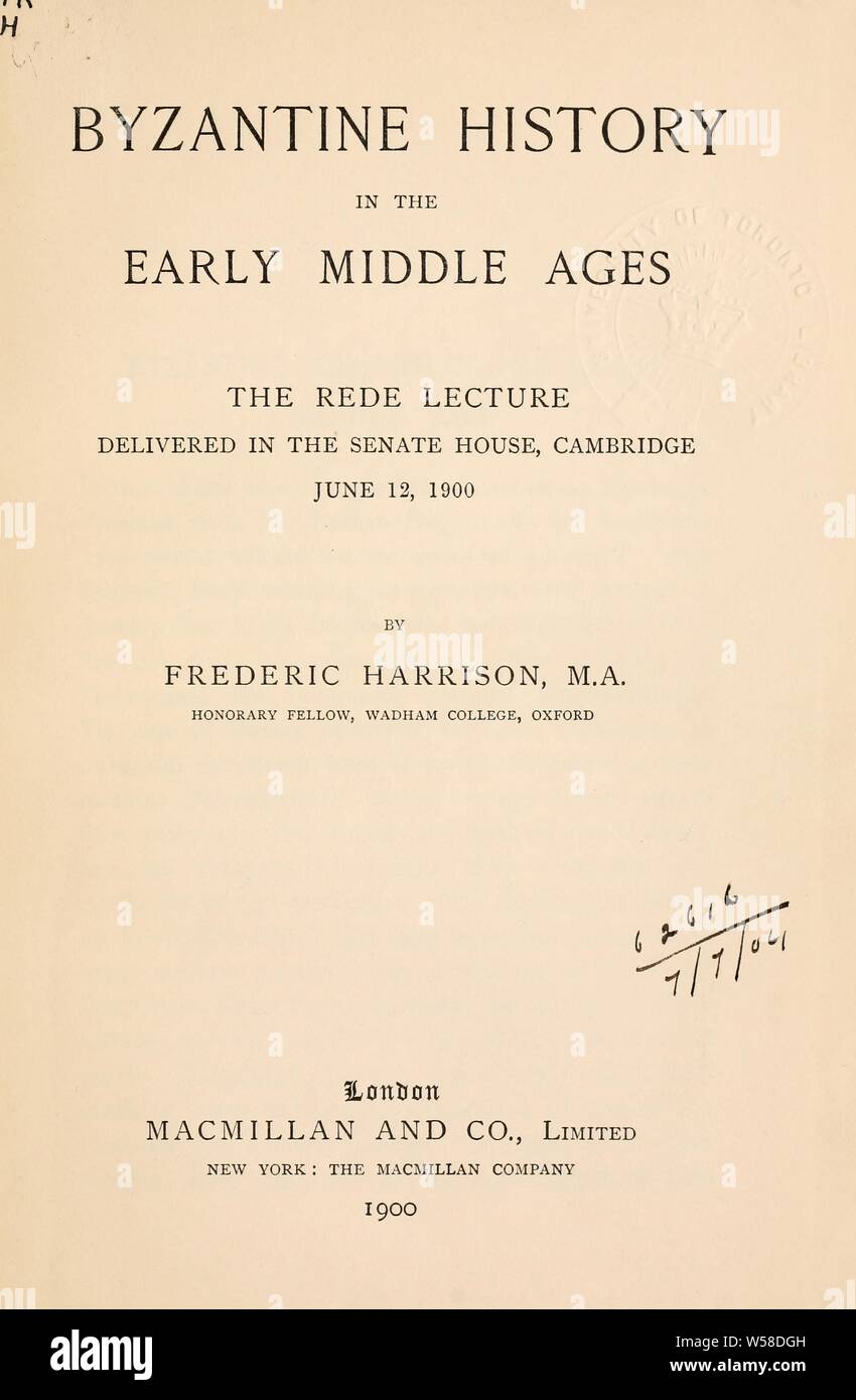 Storia bizantina nel Medioevo : Harrison, Frederic, 1831-1923 Foto Stock