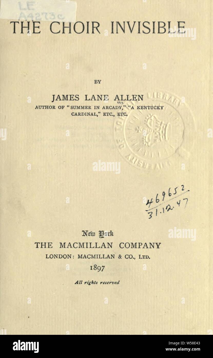 Il coro invisibile : Allen, James Lane, 1849-1925 Foto Stock
