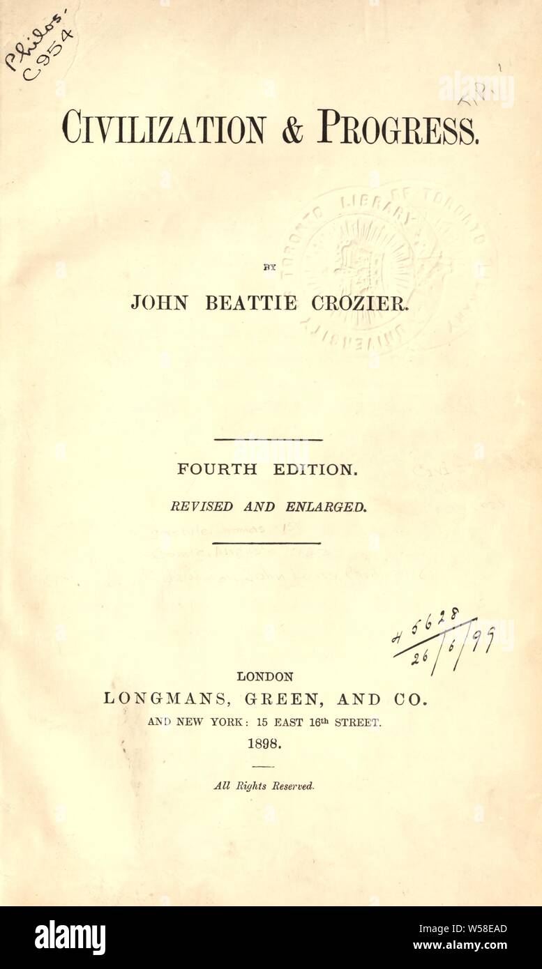 Civiltà e progresso : Crozier, John Beattie, 1849-1921 Foto Stock