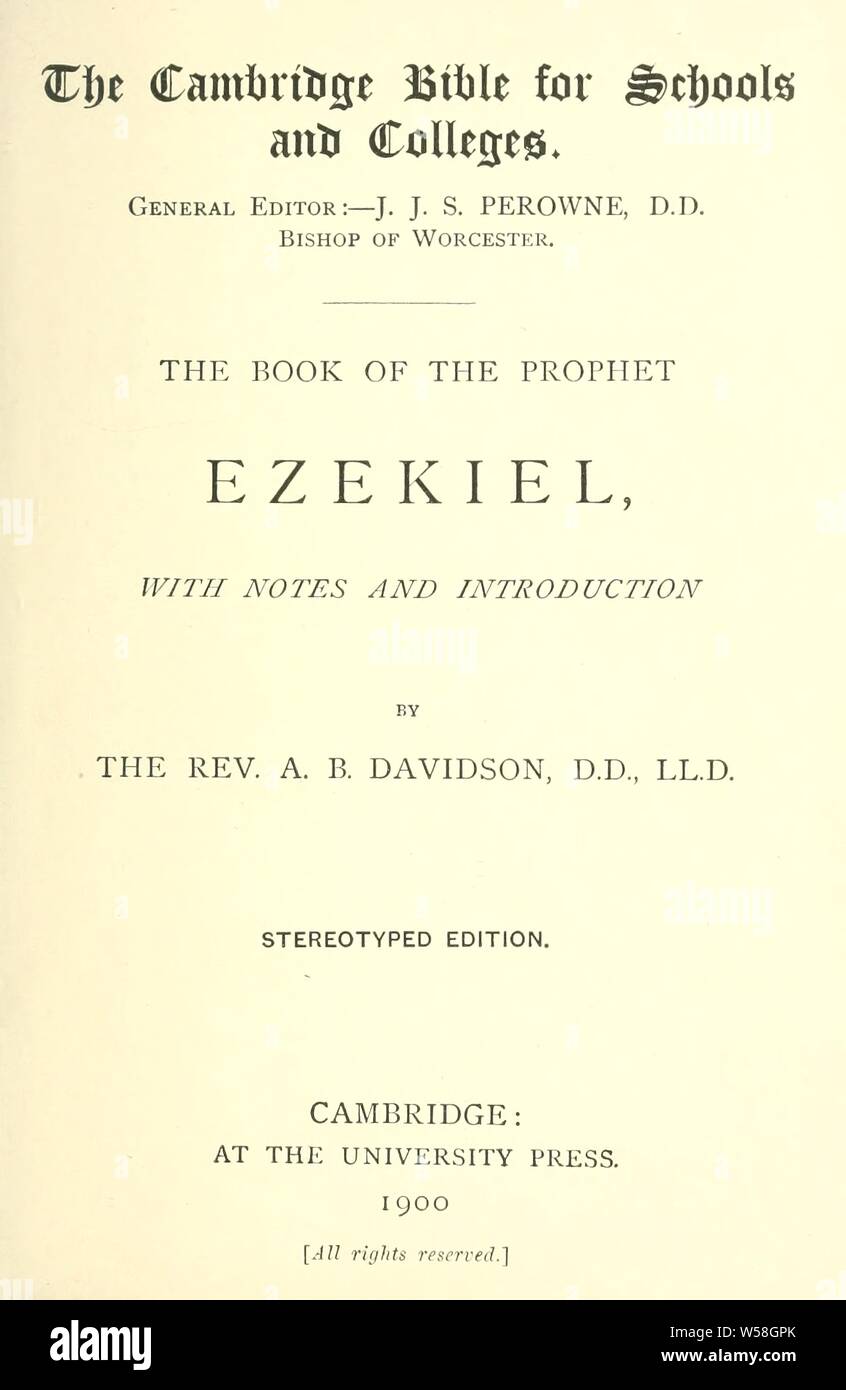 Il libro del profeta Ezechiele : Davidson, A. B. (Andrew Bruce), 1831-1902 Foto Stock