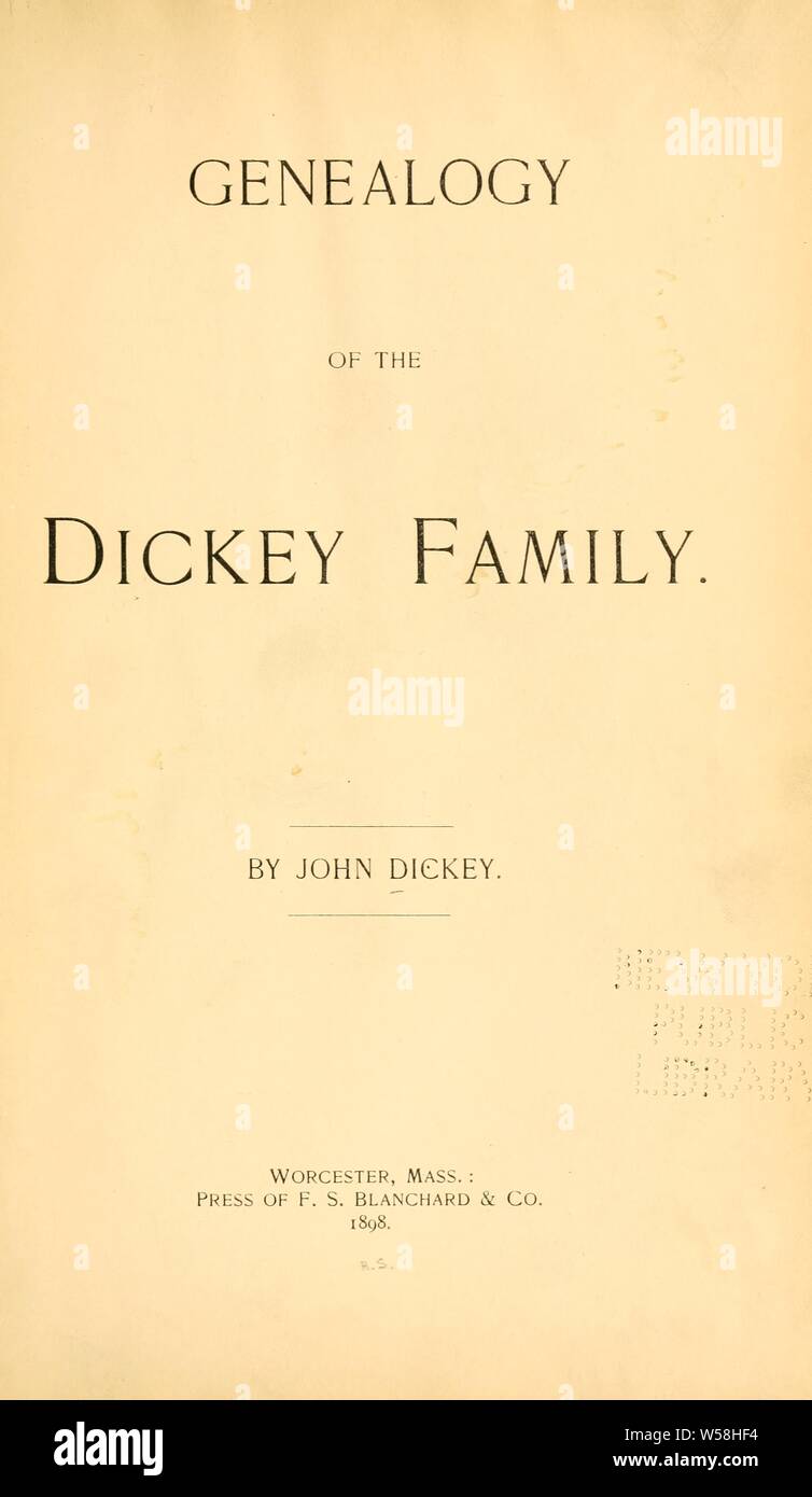 Genealogia della famiglia Dickey : Dickey John, 1824-1894 Foto Stock