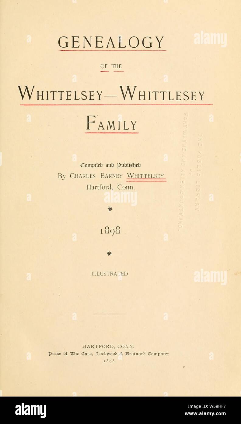 Genealogia della famiglia Whittelsey-Whittlesey : Whittelsey, Charles Barney, 1869 Foto Stock