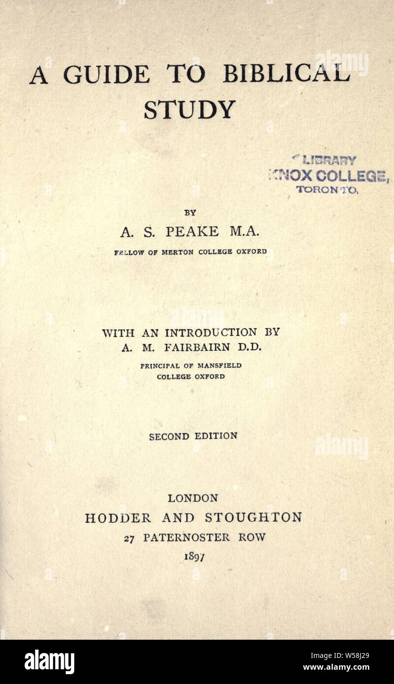 Una guida di studio biblico : Peake, Arthur S. (Arthur Samuel), 1865-1929 Foto Stock