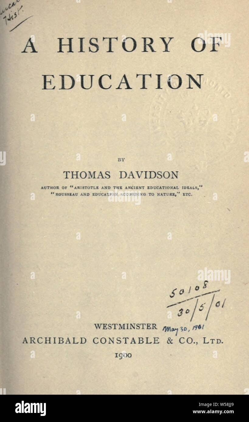 Storia dell educazione : Davidson, Thomas, 1840-1900 Foto Stock