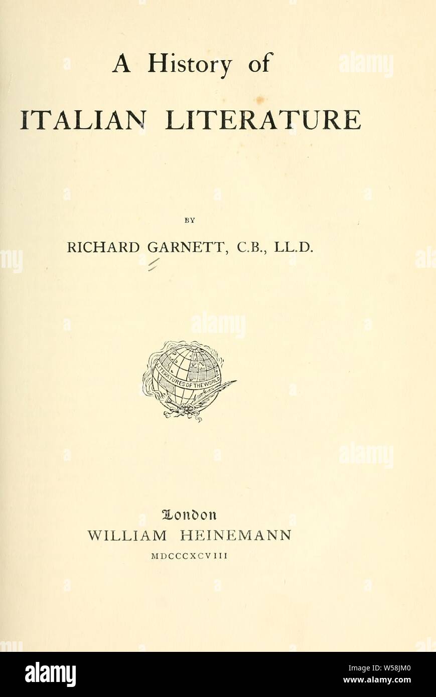Una storia della letteratura italiana : Granato, Richard, 1835-1906 Foto Stock