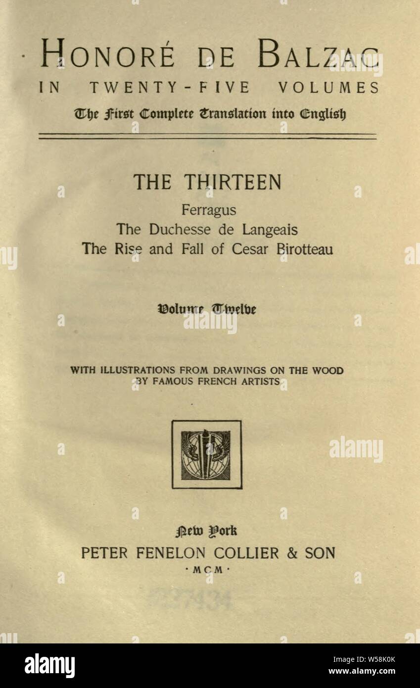 Honoré de Balzac in venticinque volumi : la prima traduzione completa in inglese, con illustrazioni da disegni sul legno da famosi artisti francesi : Balzac, Honoré de, 1799-1850 Foto Stock