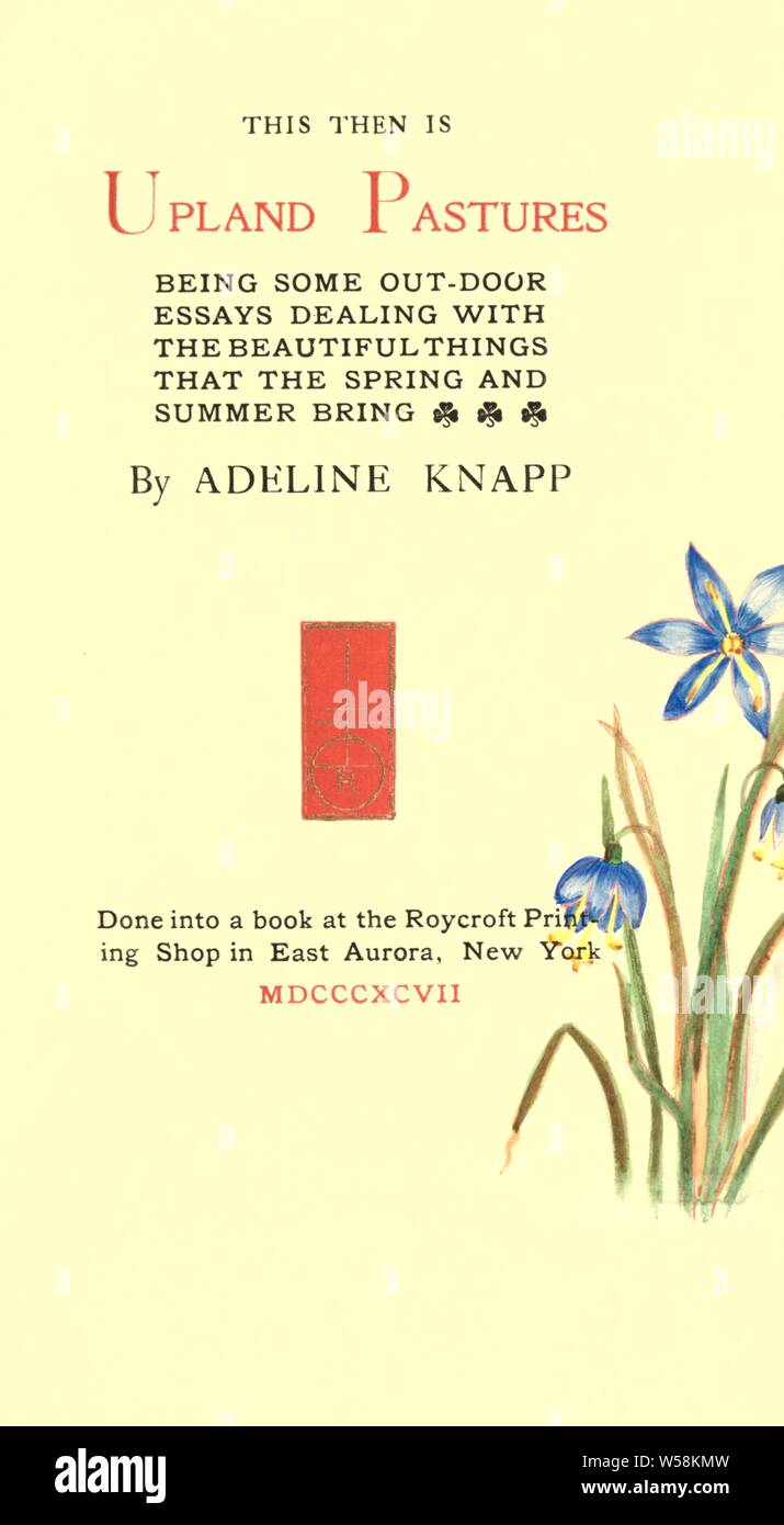 Questo poi è pascoli di montagna : essendo alcuni fuori porta saggi che trattano con le cose belle che la primavera e l'estate portare : Knapp, Adeline, 1860-1909 Foto Stock