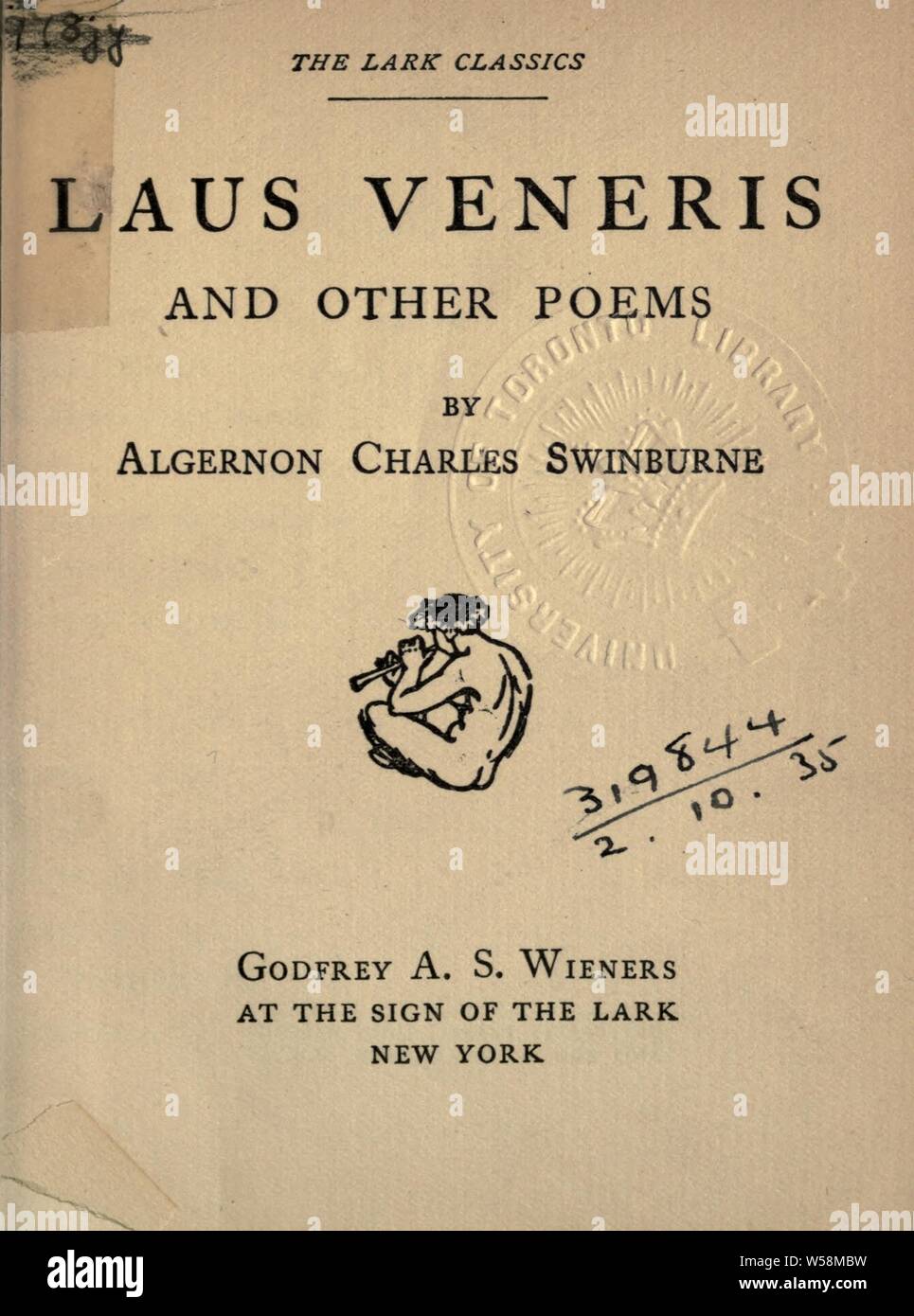 Laus Veneris e altre poesie : Swinburne, Algernon Charles, 1837-1909 Foto Stock