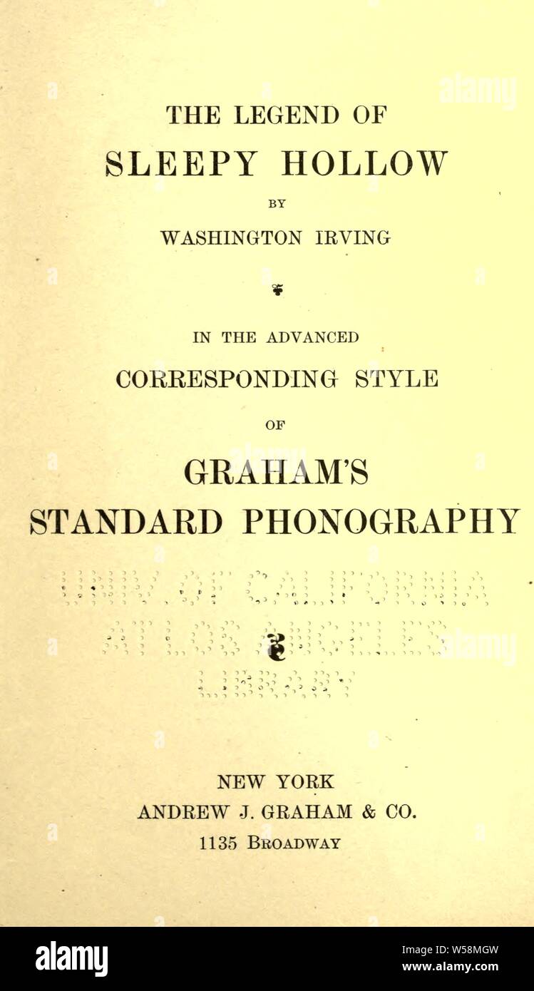 La Leggenda di Sleepy Hollow : Irving, Washington, 1783-1859 Foto Stock
