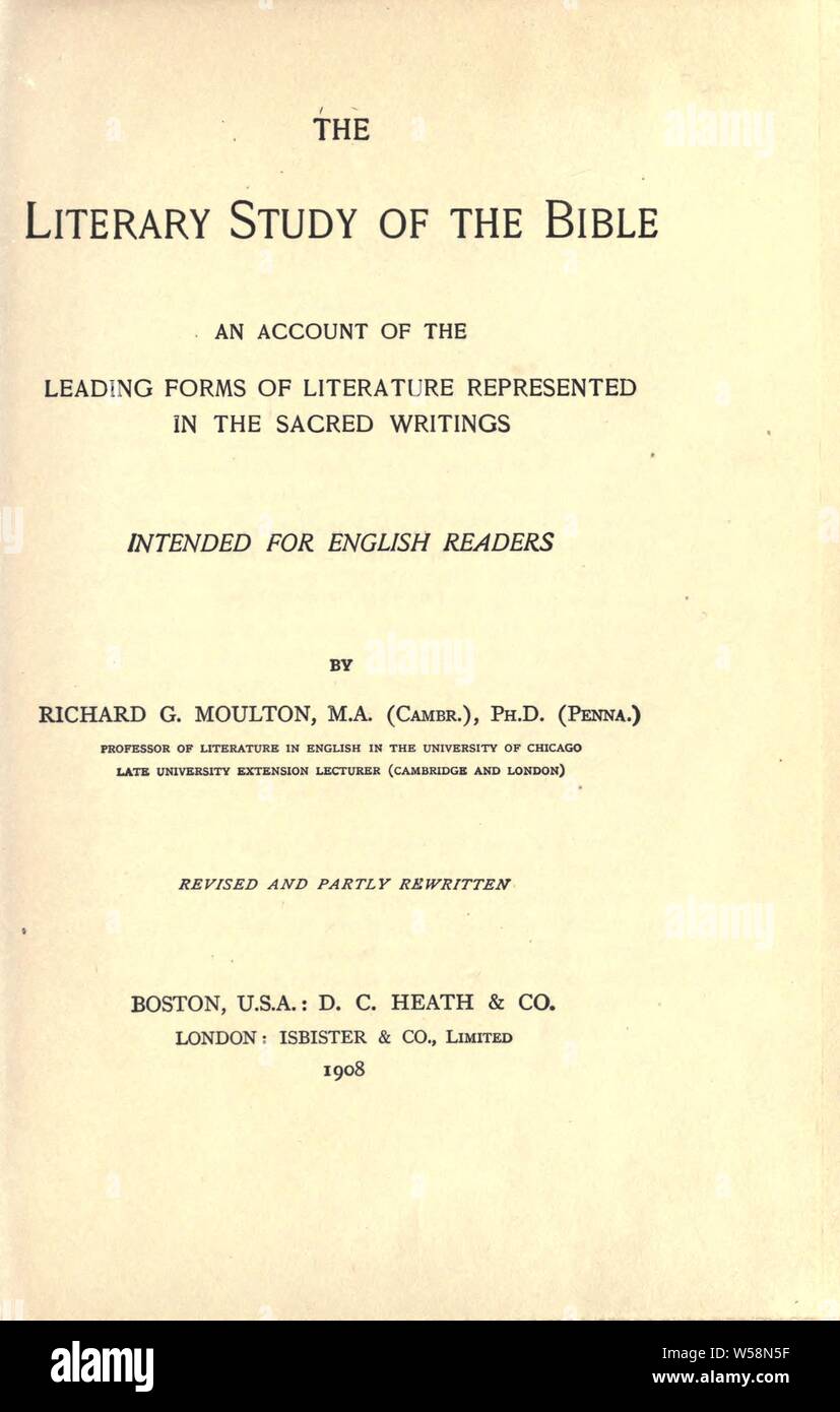 La studio letterario della Bibbia; : Moulton, Richard Green, 1849-1924 Foto Stock