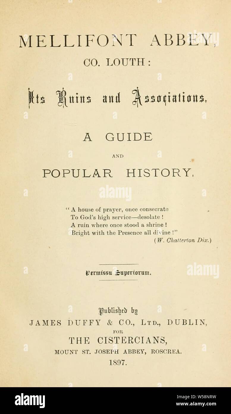 Mellifont Abbey, Co. Louth, le sue rovine e le associazioni : una guida e una storia popolare Foto Stock