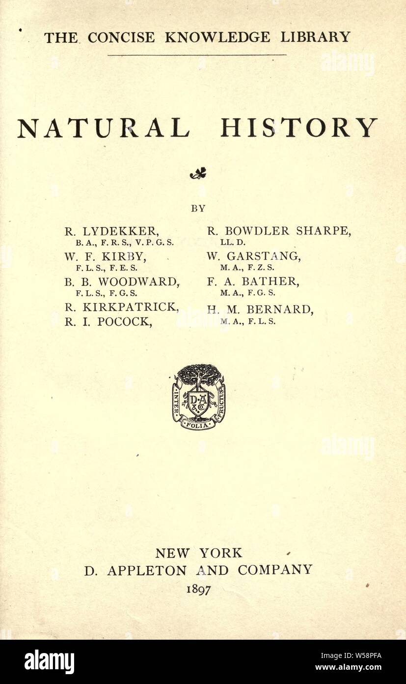 Storia naturale : Lydekker, Richard, 1849-1915 Foto Stock