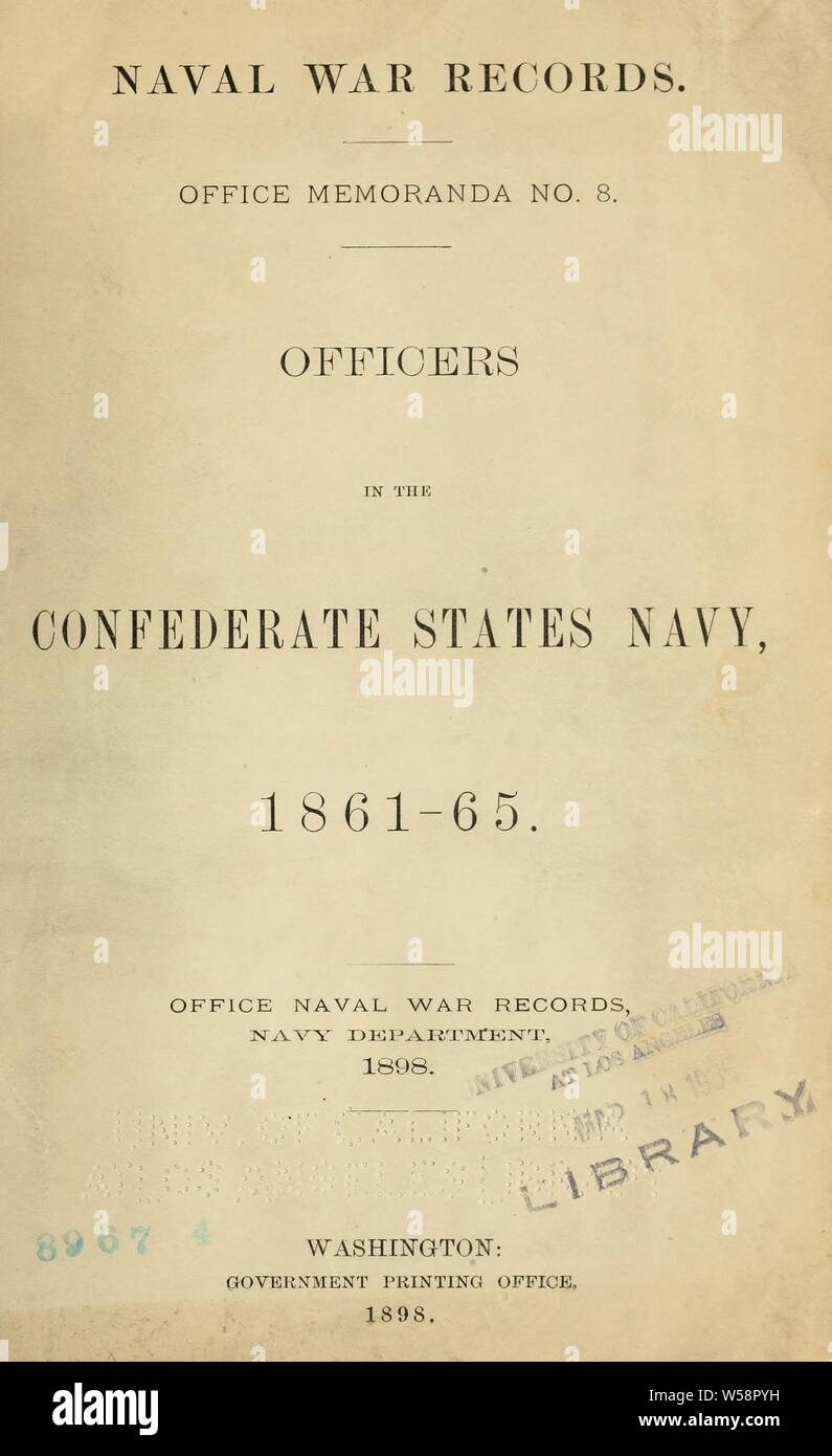 Ufficiali di Stati confederati navy, 1861-65 : Stati Uniti. Guerra navale Records Office Foto Stock