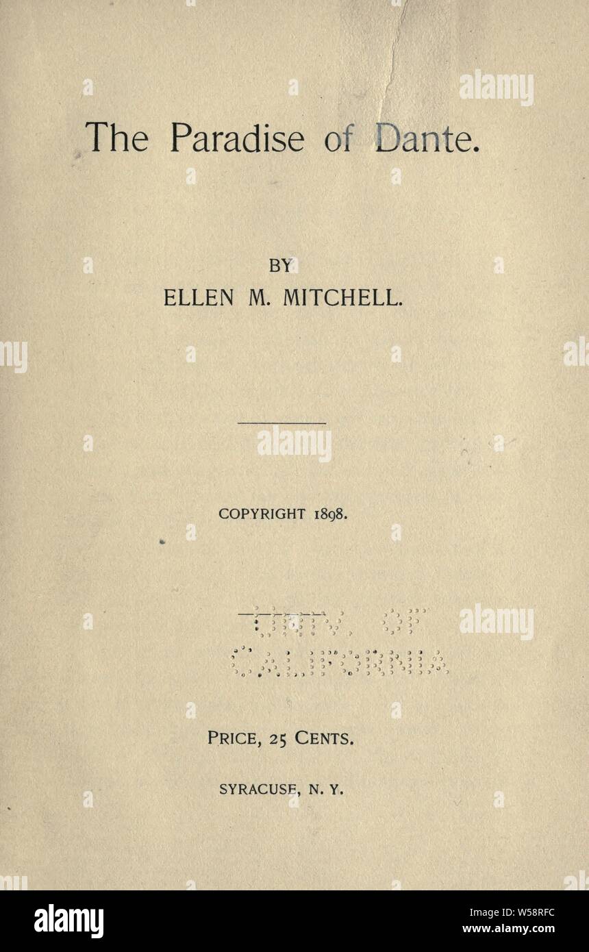 Il Paradiso di Dante : Mitchell, Ellen M Foto Stock